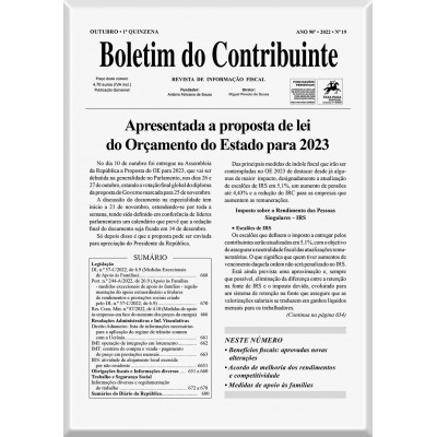 Boletim do Contribuinte nº 19 de 2022 - Digital